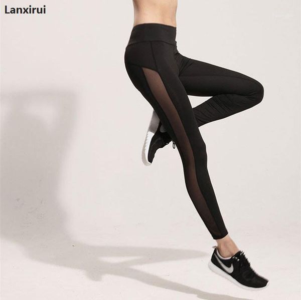 

fashion mesh splice fitness leggings women slim black legging sportswear clothing women leggins bodybuilding1