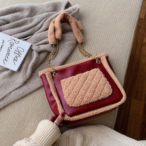 

winter on the new bag 2020 new fashion lamb hair chain slung shoulder bag leisure tote