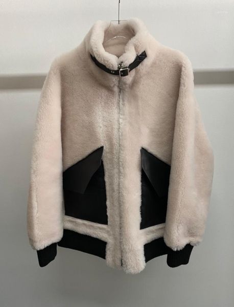 

2020 new ladies fashion long sleeve stand collar fur coat 10241, Black