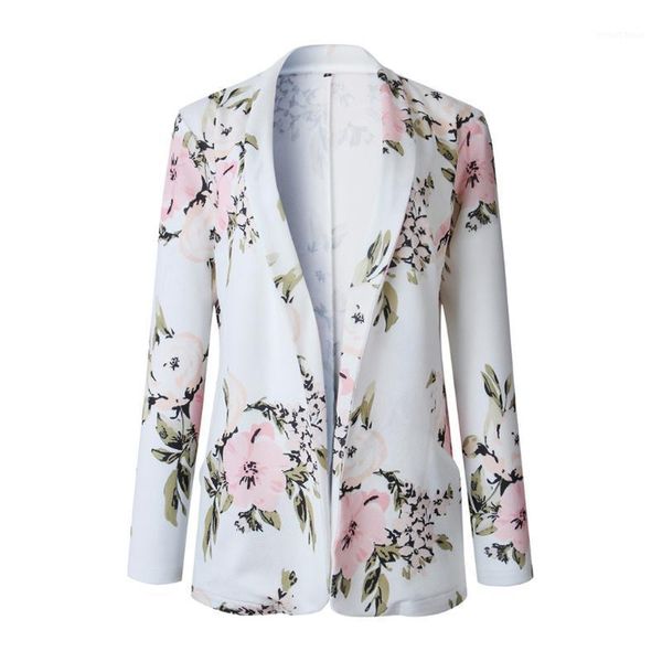 

new fashion blazers women casual slim business blazer suit coat none button outwear floral print outwears women1, White;black