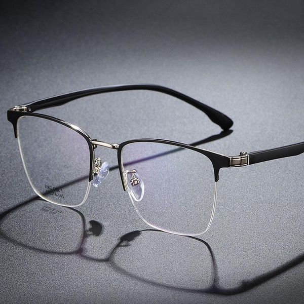 

new arrival men business style metal frame glasses half rim eye glasses optical spectacles rectangular eyewear, Black