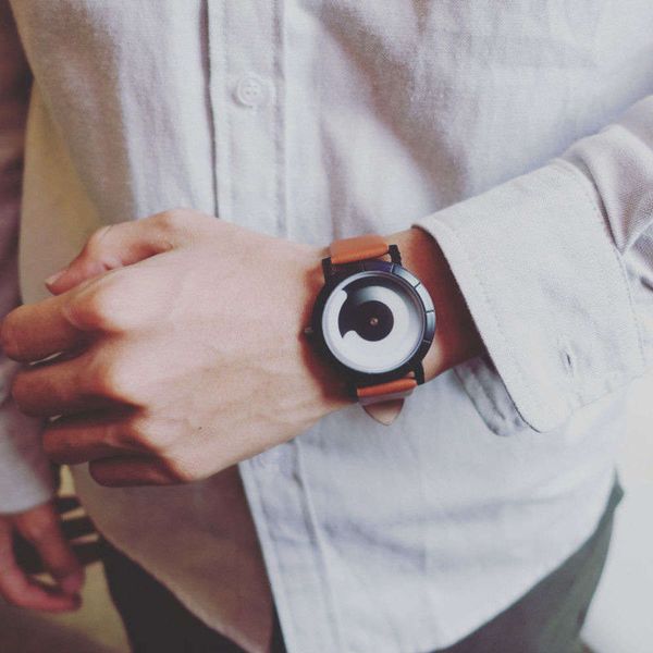 

no pointer wormhole concept watch watch male junior high school students cool youth fashion trend, Slivery;brown