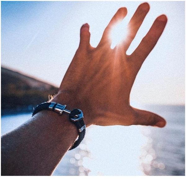 

junwei fashion men's bracelet woven anchor leather bracelet navy punk hip hop friendship bracelets jllhig