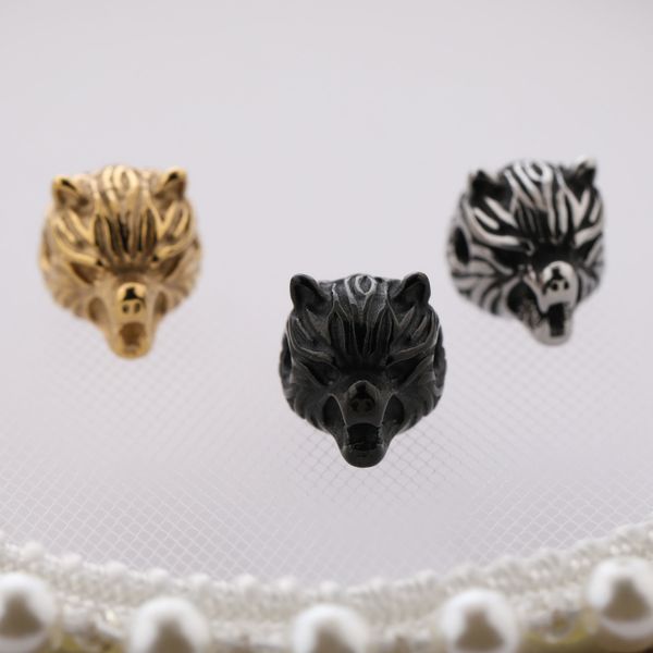 

14*10.5mm fashion men women diy bracelet charms silver/gold/black stainless steel tiger head charm, Bronze;silver