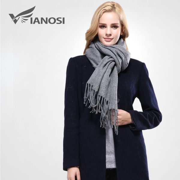 

scarves [vianosi] brand scarf winter women female solid quality cotton studios tassels wraps va090, Blue;gray