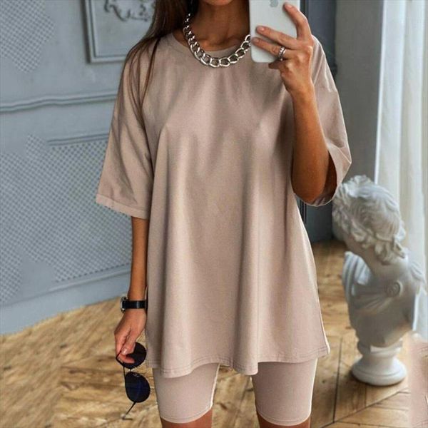 

casual solid new womens two piece suit including belt solid color home loose sports fashion leisure suit summer 2020 2piece set, Gray