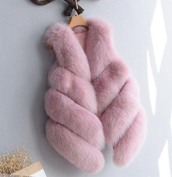 

women faux fur coat spring autumn winter coat gilet women fur jacket fur vest ladies waistcoats, Black