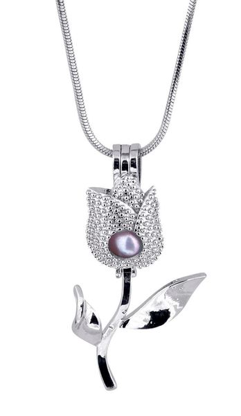 

pack of 5 silver plated tulip shape wish love cage pendant valentines day gift more charming p53
