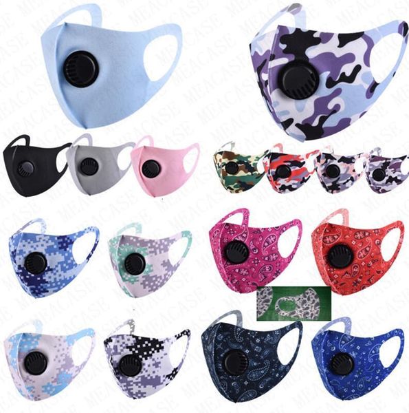 

reusable with breathable mask valve face fashion facemask camouflage cashew floral dustproof sports mouth cover masks men women d8302