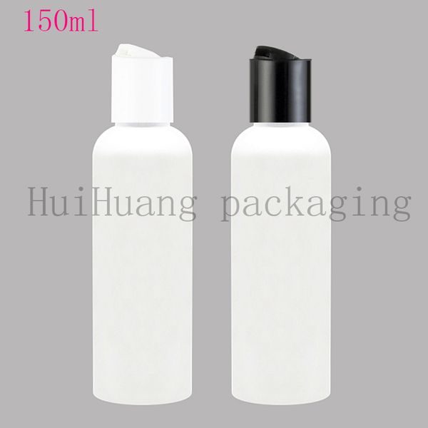 50 Stück 150 ml Kosmetikflaschen mit Scheiben-Schraubverschluss, Kunststoffbehälter, weiße leere Flüssigseifen-Shampoo-Flaschen, 150 cc weiße Flasche