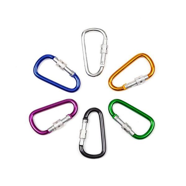 

random color aluminum alloy carabiner d-ring key chain clip camping keyring snap hook outdoor tr qylley