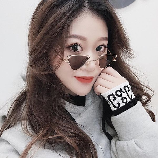 

sunglasses cat eye for women fashion sweet pink tiny triangle alloy cutout desingner shades 2021 uv400, White;black