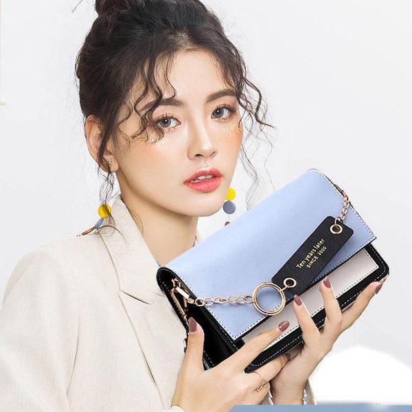 

new leather stitching color crossbody bags for women 2020 chain shoulder bag ladies purses and handbags female small flaps