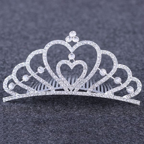 Kristal gelin taç tiara tarak kalp kafası başlık başlığı gelin rhinestone tarak düğün doğum günü pageant parti moda takı ve kumlu