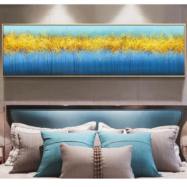 

paintings wangart nordic poster canvas print blue gold bedroom decor abstract wall picture for living room mural modern simple