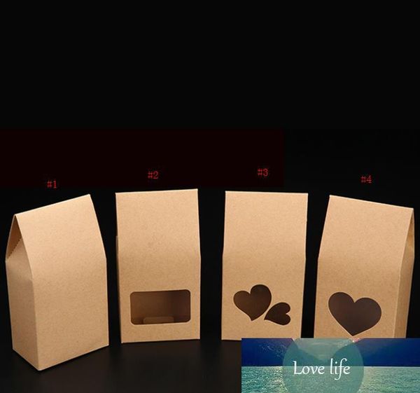 500 pz/lotto 16*8 cm Biscotti Noci Sacchetti di Imballaggio del Regalo Stand Up Kraft Scatole di Carta Con A Forma di Cuore Trasparente Tasca Della Finestra SN909