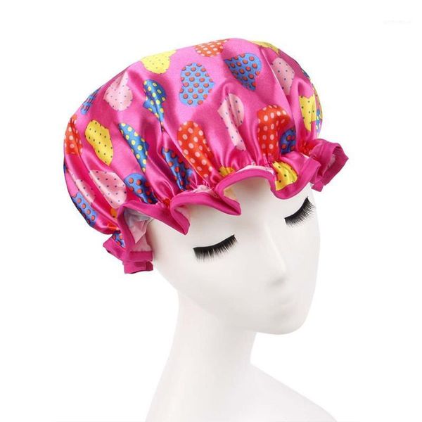 

shower caps women cap colorful bath hair cover waterproof bathing random color1