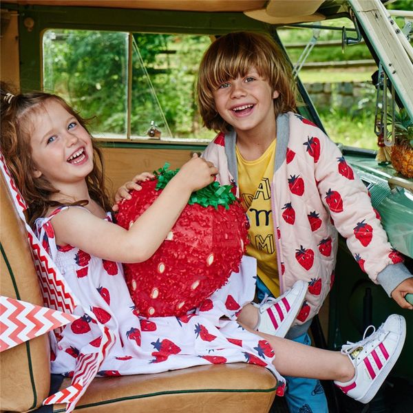 

bobozone winter strawberry print coat for boys girls jacket lj201203, Blue;gray