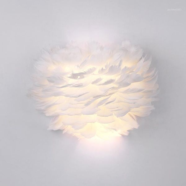 

nordic feather wall lamp led simple modern living room background wall lamp creative feather children's room bedroom bed wa1