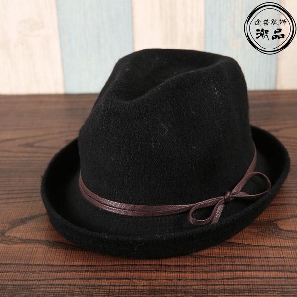 

child fedoras vintage retro boys grils hats 100% wool felt crushable wide brim floppy cloche casual fedora cap jazz hat, Blue;gray