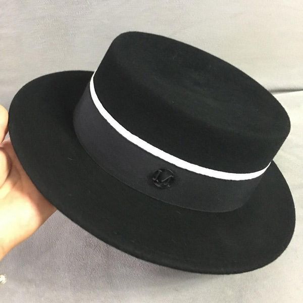 

2020 new wool boater hats for women black winter hat wide brim fedora hat 100% wool lady party floppy porkpie style1, Blue;gray