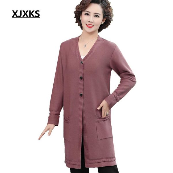 

xjxks 2020 autumn winter new women long sweater coat wool knitted long cardigan women sweater, White