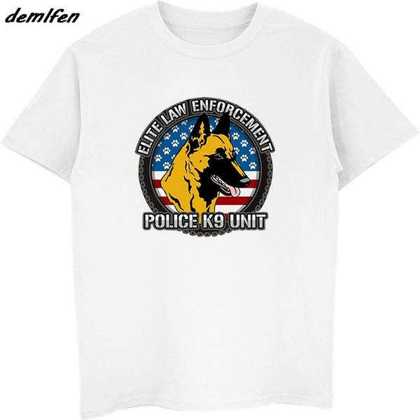 

лето мужчина смешной с коротким рукавом полиция k9 unit бельгийского малинуа shirtcosplay hip hop harajuku балахона дизайнеры футболка толст