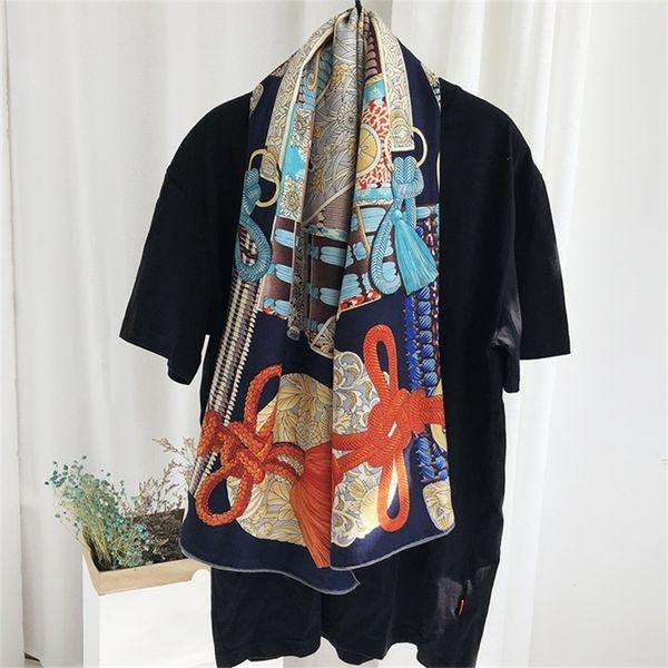 

luxury silk scarf women cashmere hijab scarfs kerchief 140*140cm square shawls neckerchief headband scarves for ladies y201007, Blue;gray