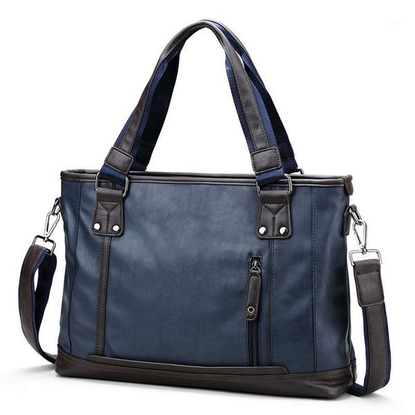 

2020 fashion business men's handbags pu leather male shoulder bag vintage crossbody boy messenger briefcase bags1
