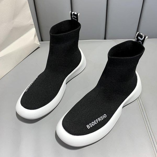 

autumn new women shoes wedges platform ankle boots comfortable stretch cloth sock boots femme shoe female, Black