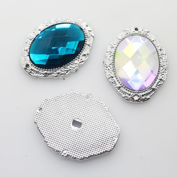 

fashion new large size 5pcs/lot mix color 43*55mm wedding decor acrylic rhinestone diy flatback sewing strass glue-on accessorie wmtbxl, Black