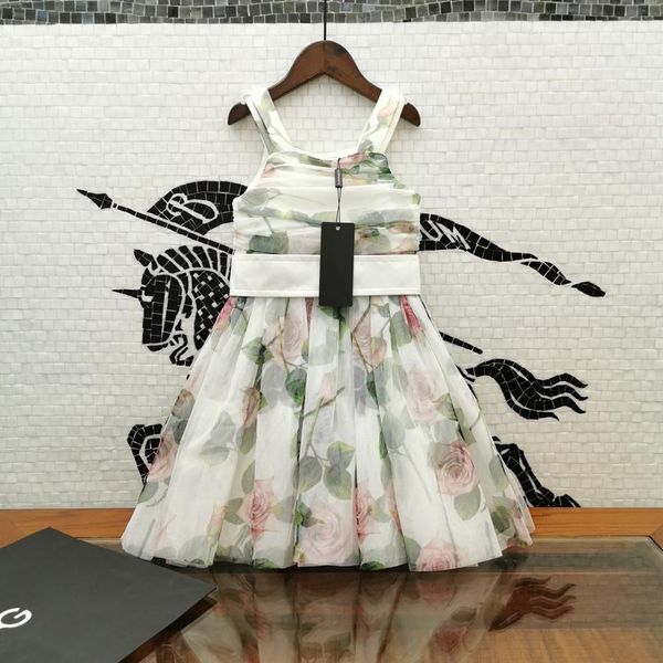 

2020 princess summer girl dress classic 3d printing ruched mesh party children dancing dresses for girls vestido infantil 3-8y t200709, Red;yellow