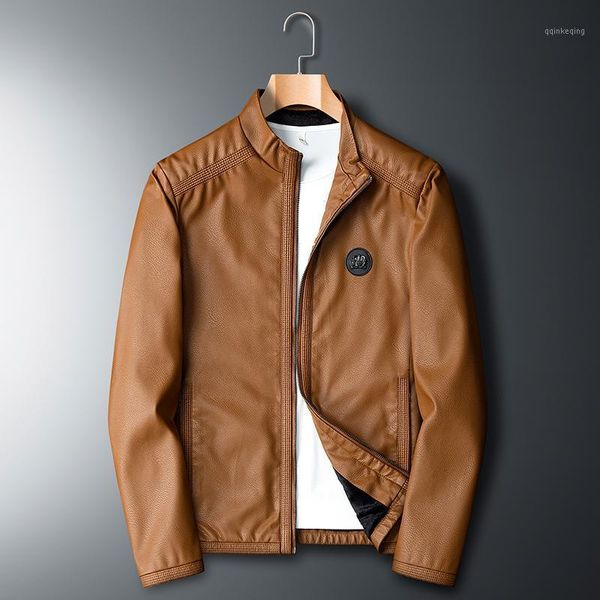 

new brand motorcycle leather jacket men stylish solid men's faux leather jackets jaqueta de couro masculina mens coats1, Black