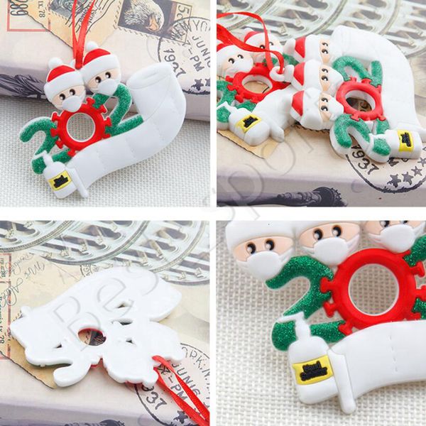 

christmas tree ornament diy 2020 quarantine xmas decoration soft pvc family of 2 3 4 5 pendant with face masks birthdays party gift jfg
