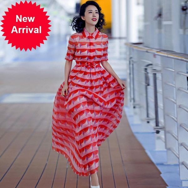 

new summer 2021 women's fashions elegant holiday style dressed in geometric print short lapels luxury midi dress party clothes zrjv, Black;gray