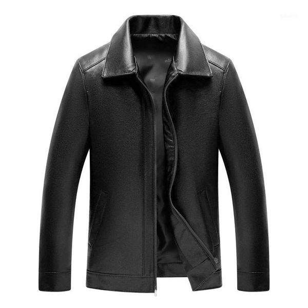 

idopy autumn men's faux leather jackets male outwear pu pleather office casual classic formal coat blazer1, Black