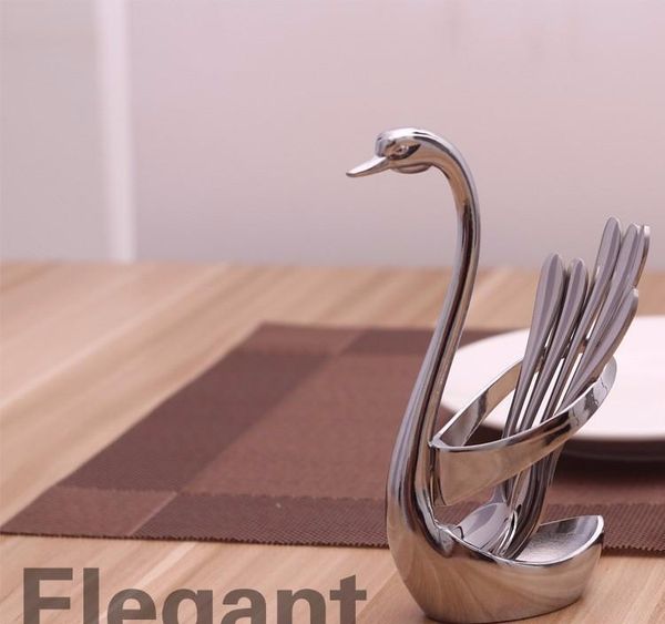 

swan dinnerware spoon fork holder flatware sets kitchen decorate fruit wedding party decoration tableware set kitchen l bar wmtqrbl