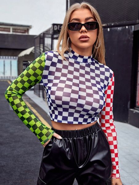 

color block checker pattern 86n9#, White