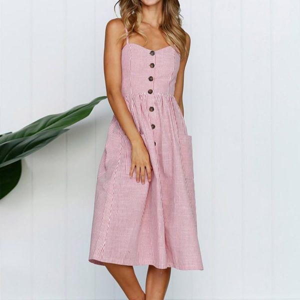 

casual dresses summer maxi long dress fashion women sleeveless printed halter button back pocket dress1, Black;gray