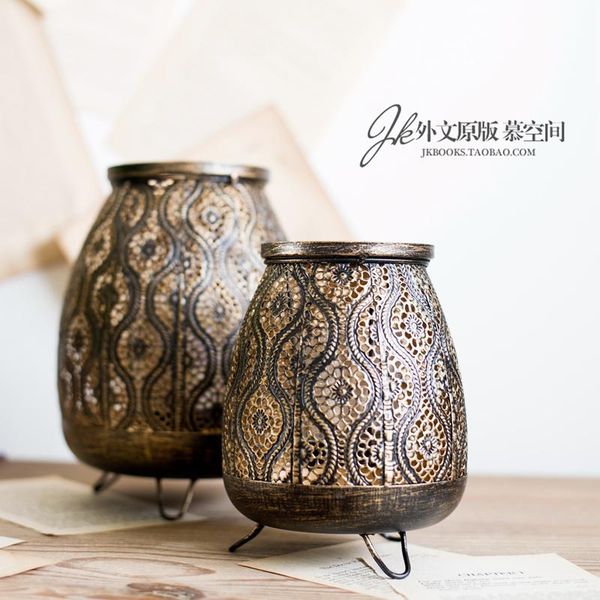 

candle holders windproof luxury table holder black iron vintage romantic dinner moroccan portavelas candlestick