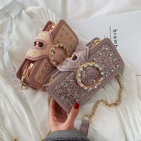 

abdb-sequin diamond small square bag trend fashion bag ladies chain shoulder