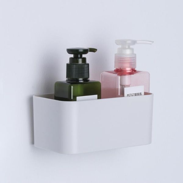

1pc wall mounted cosmetic storage box bathroom storage rack wall shelf adhesive hanger organizer remote control holder home deco
