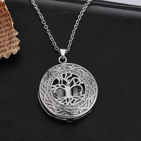 

1pcs diy life tree round wing cremation ashes necklace ladies nature lucky jewelry pendant link charm, Silver