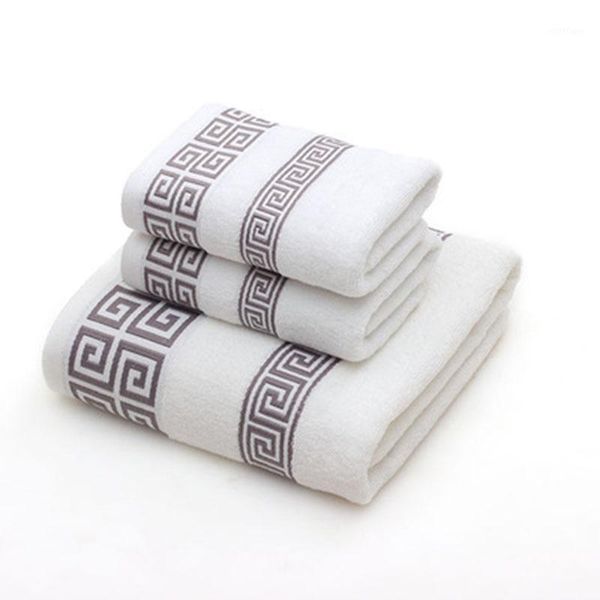 

cotton towel set 2 hand towel 1 bath solid color blue white terry high-end travel sports face1