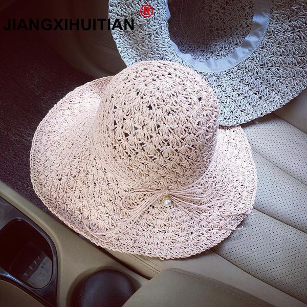 

new summer hats for women chapeau femme pearl sweet sun hat female beach hat cap sunshade chapeu feminino panama hat qylhxj yyysports, Black;white