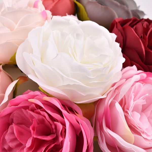 

3.5 inches large artificial peony rose silk flower heads for wedding decoration diy wreath scrapbooking craft fake sqczpt