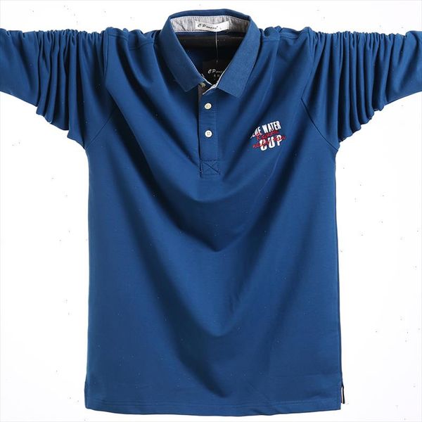 

2021 polo shirt long sleeves oversized tees cotton male large tee autumn slim loose plus size 5xl men casual polo shirt mens, White;black