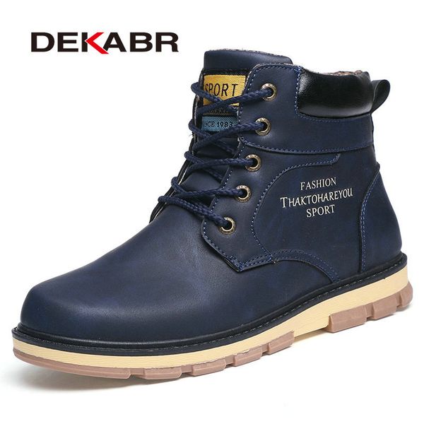 

dekabr brand keep warm winter boots men pu leather wear resisting casual shoes working fashion men boots 200928, Black