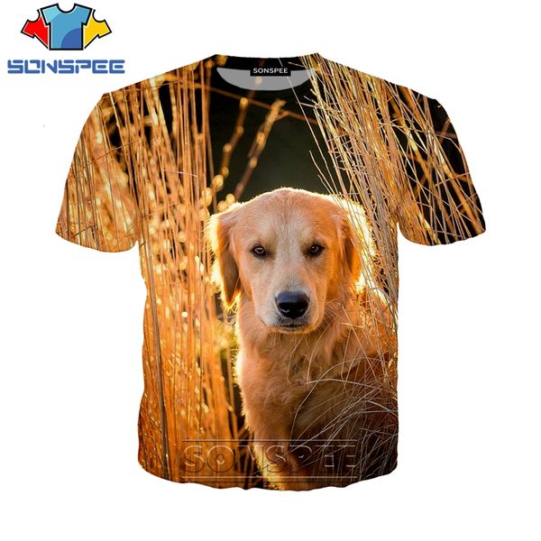 

golden retriever dog cute animal 3d print shirts hippie funny aesthetic men clothing