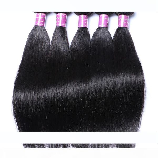 

ais hair straight 3 bundles natural 1b color brazilian virgin human hair weaves full head indian peruvian malaysian hair extensions, Black